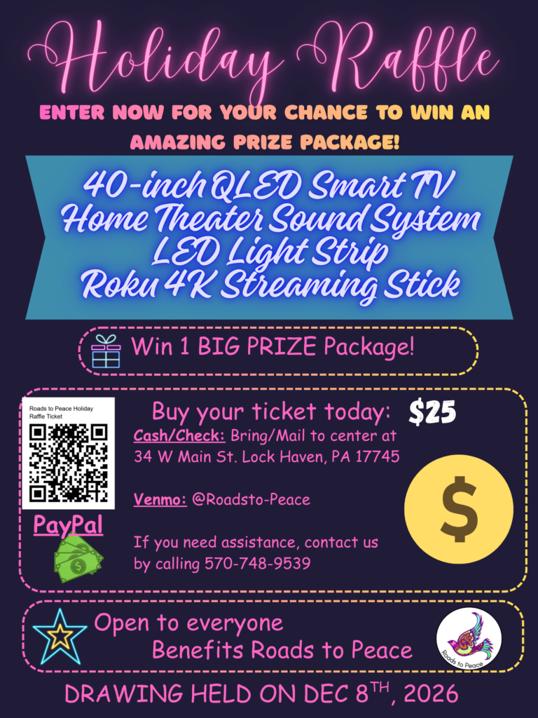 Roads to Peace Holiday Raffle 2026 flyer